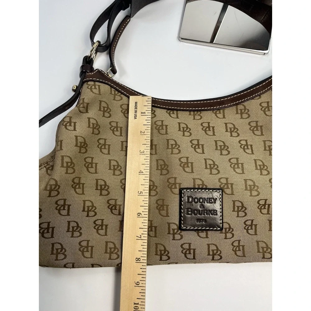 Dooney & Bourke Gretta Hobo Shoulder Handbag Large Satchel Purse Brown Canvas